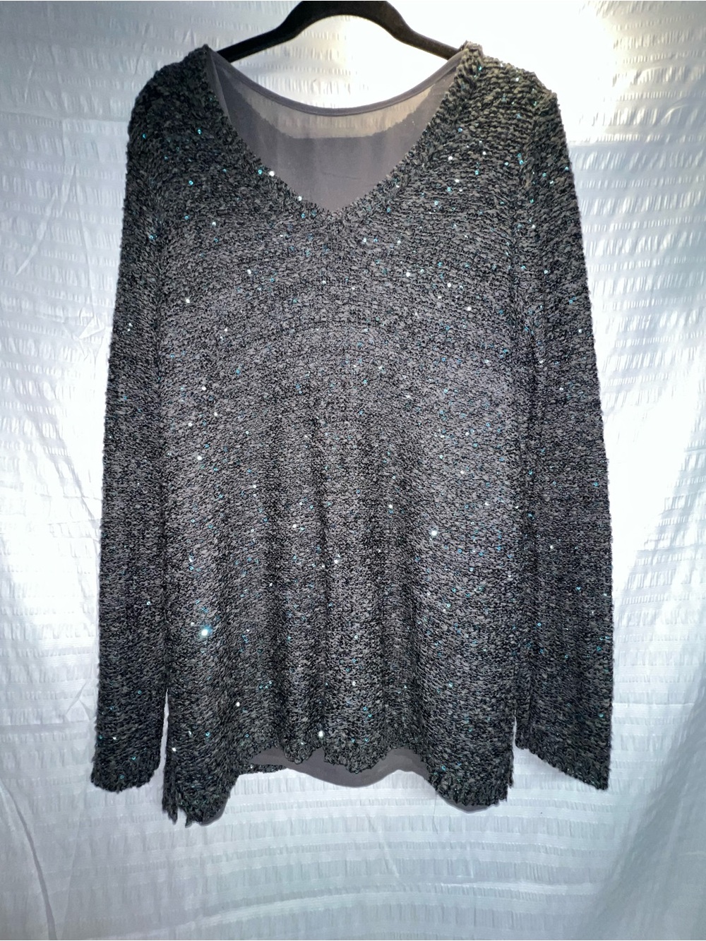 Apt. 9 Black Sequin-Accent V-Neck Sweater